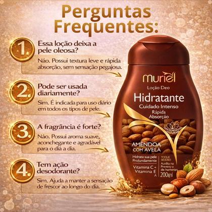 Imagem de Loção Deo Hidratante Corporal Muriel Amêndoa Com Avelã 200ml