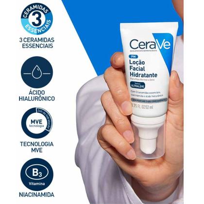 Imagem de Loção Facial Hidratante Cerave Ultraleve Sem Perfume Pele Normal a Seca 52ml