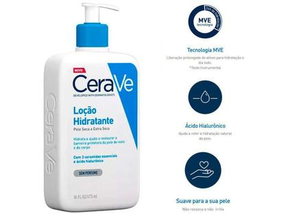 Imagem de Loção Hidratante Corporal CeraVe para Pele Seca com Ácido Hialurônico e Ceramidas