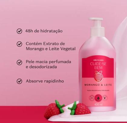 Imagem de Loção Hidratante Corporal Cuide-se Bem Morango e Leite 400ml Oboticário Edição Limitada