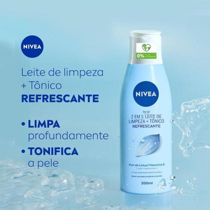 Imagem de Loção NIVEA 2 em 1 Leite de Limpeza Facial + Tônico Refrescante 200ml