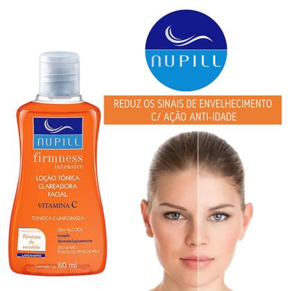 Imagem de Loção Tônica Clareadora Facial Vitamina C Anti-idade Nupill 60ml Mini p/ Viagem