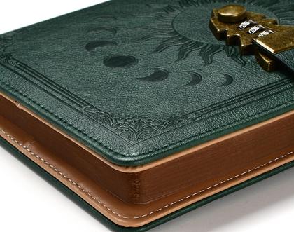 Imagem de Lock Journal ZXHQ A5 240 páginas com caneta, verde escuro recarregável