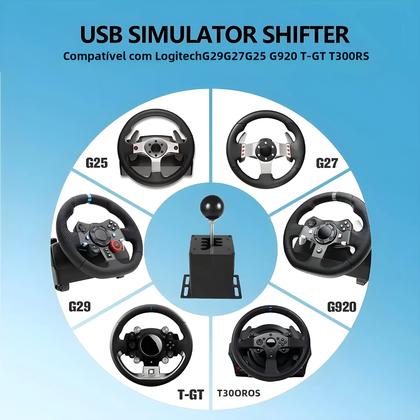 Imagem de Logitech G29 G25 G27 G920 Thrustmaster T300RS ETS2 Simracing PC USB H Gear Shifter HB-1014