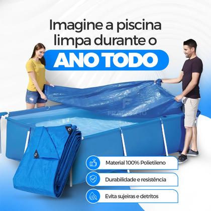 Imagem de Lona Azul Impermeável Carreteiro, Piscina, Toldos, Caminhão, Camping 75G 4x4 Metros Multiuso