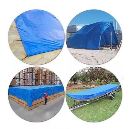 Imagem de Lona Azul Plastica 4x5M 180g Construçã Proteção Em Obras
