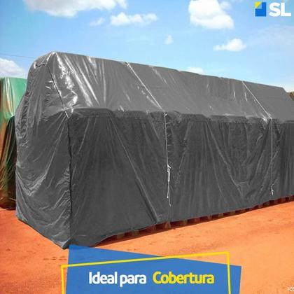 Imagem de Lona Blackout Cinza Preta 3x3 M Impermeável 200 Micras