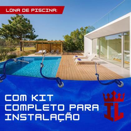 Imagem de Lona Capa Para Piscina 7,5x8 400 Micras c/ kit instalação