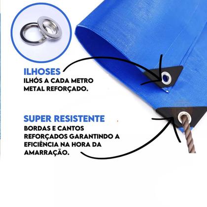 Imagem de Lona Carreteiro Azul Leve 100 Micras 2x3 Com Ilhós Encerado