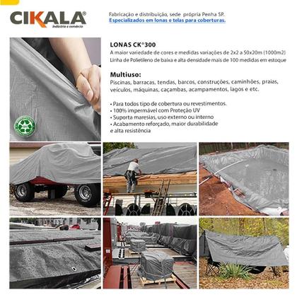 Imagem de Lona CK300 Cobertura 4.5x2.5 Metros Cinza Impermeável