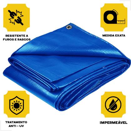 Imagem de Lona Leve Azul Encerado Carreteiro 4x10 / 10x4 300 micras impermeável com Ilhós - Carga Pesada