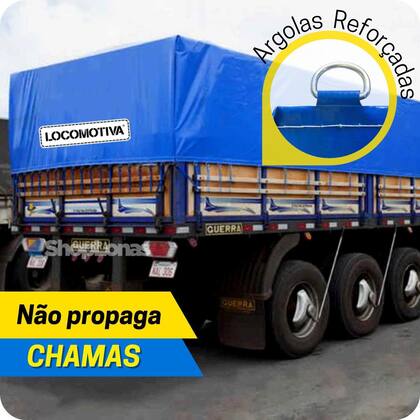 Imagem de Lona Para Caminhão Locomotiva PVC Azul/Preto Com Argola 5x3m