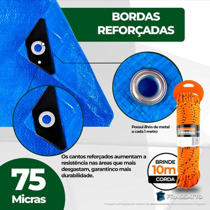 Imagem de Lona Para Garagem Toldo Plástica 4x3 Metros Resistente Piscina Multiuso + 10m Corda