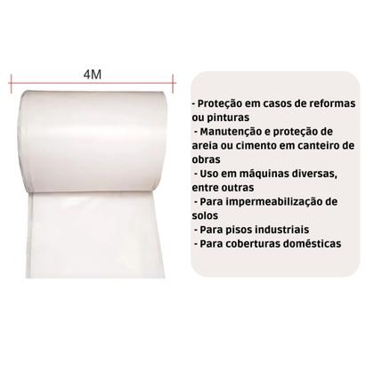 Imagem de Lona Plástica Branco Construção Reforma Obra Grossa 4m X 5 M