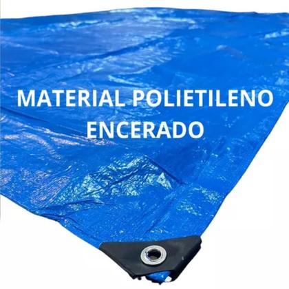 Imagem de Lona Plastica Cobertura Impermeavel Azul 8x12 100g C/ Ilhos