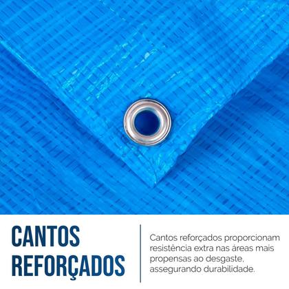 Imagem de Lona Plástica de Proteção Cobertura Impermeável Azul 5x3 mts