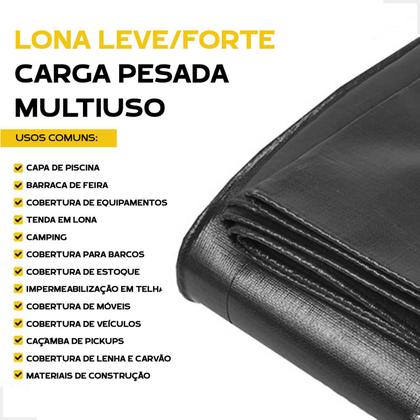 Imagem de Lona Plástica Preta impermeável 300 Micras Multiuso 4x5 / 5x4