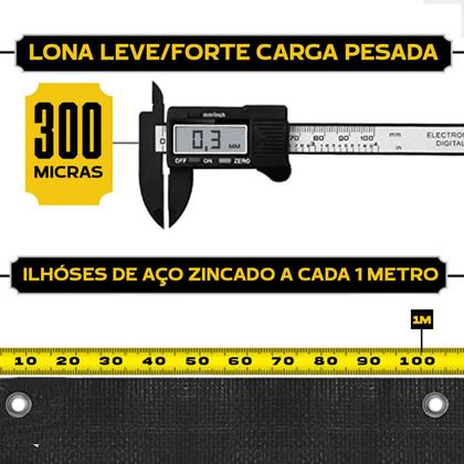 Imagem de Lona Plástica Preta impermeável 300 Micras Multiuso 4x5 / 5x4