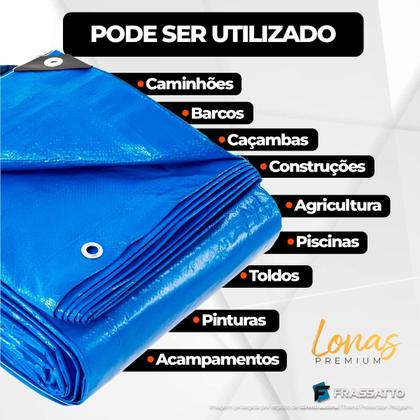 Imagem de Lona Plástica Proteção Cobertura Piscina Impermeável Azul 6x4 mts Multiuso 105g 4x6 + Corda