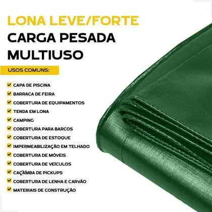 Imagem de Lona Plástica Verde Impermeável 300 Micras Multiuso 8x10 / 10x8