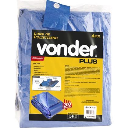 Lona polietileno 9x8m azul 200 micras reforçada Vonder Plus - Lona
