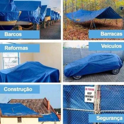 Imagem de Lona Polietileno Azul 100 Micras 3x4m Encerado C/ Ilhós
