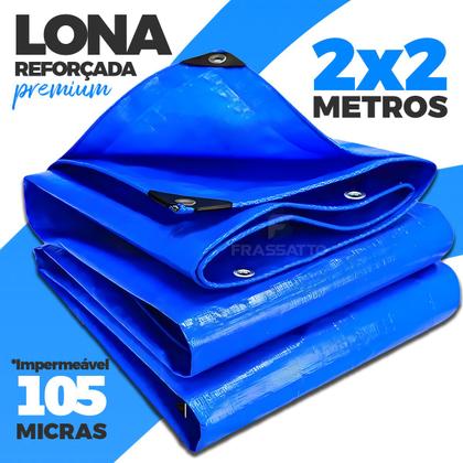 Imagem de Lona Profissional Resistente Grossa 2x2 Azul Impermeável 105 Micras Multiuso Proteção Uv