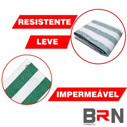 Imagem de Lona Verde e Branco 300 Micras Impermeável Multiuso 4x3 metros