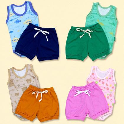 Imagem de Look Bebê Verão Regata Estampada e Shorts 100% Algodão