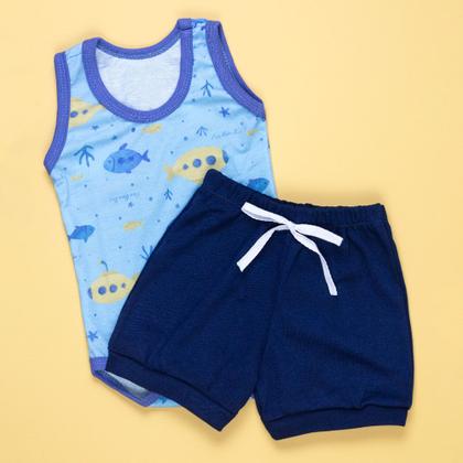 Imagem de Look Bebê Verão Regata Estampada e Shorts 100% Algodão