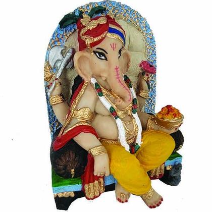 Imagem de Lord Ganesha No Trono 14012 Em Resina 20Cm