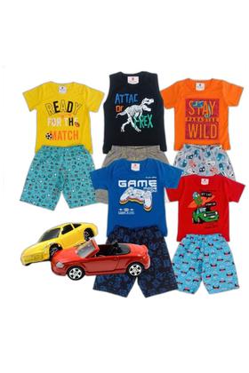 Imagem de Lote 10 Peças Roupa Infantil Verão Criança Menino e Carrinhos