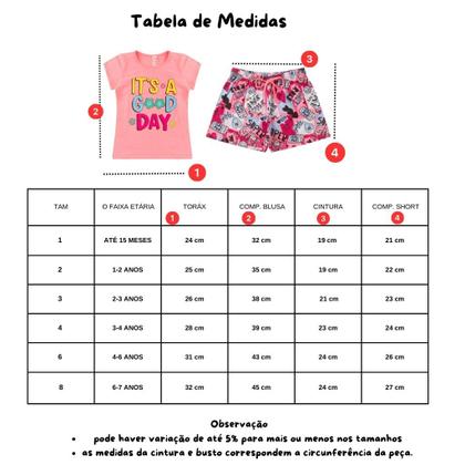 Imagem de Lote Kit 2 Conjuntos Infantil de Verão Menina 4 Peças de Roupa Infantil Menina Feminina Verão