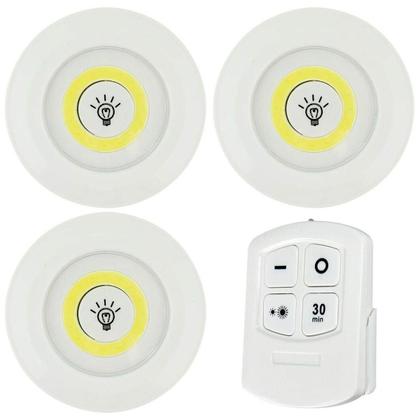 Imagem de Lote Luminária Led Spot Sem Fio Kit Com 3 Controle Remoto