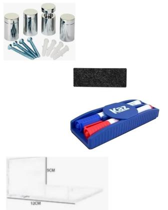 Imagem de Lousa 1,00 x 0,80 quadro vidro 6mm escolar escrita escrever branco com suporte canetão apagador 100x80 cm OU 80X100