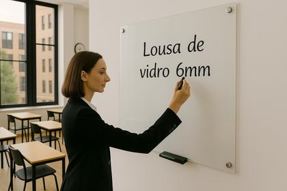 Imagem de Lousa 1,00 x 0,80 quadro vidro 6mm escolar escrita escrever branco com suporte canetão apagador 100x80 cm OU 80X100