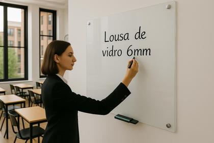 Imagem de Lousa 70x100 quadro vidro 6mm escolar escrita escrever branco suporte canetas e apagador 100x70