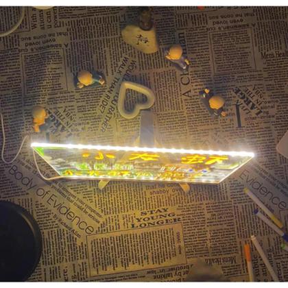 Imagem de Lousa Acrílica Led com Caneta Quadro Mesa Anotações Luminária