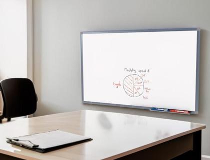 Imagem de Lousa de Fórmica Quadro Branco Luxo 0,90 X 0,60 C/ Manual E Kit