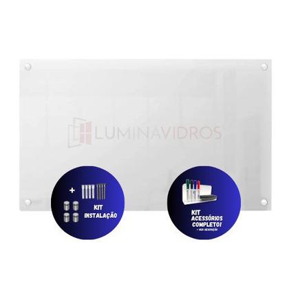 Imagem de Lousa De Vidro Quadro Branco 1,20 X 0,90 C/ Suporte E Kit