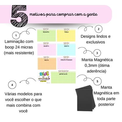 Imagem de Lousa Geladeira Planner Calendário Semanal Recados com Caneta Colorida