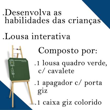 Imagem de Lousa Infantil Quadro Verde 40x30 C/ Cavalete Souza + Giz e Apagador