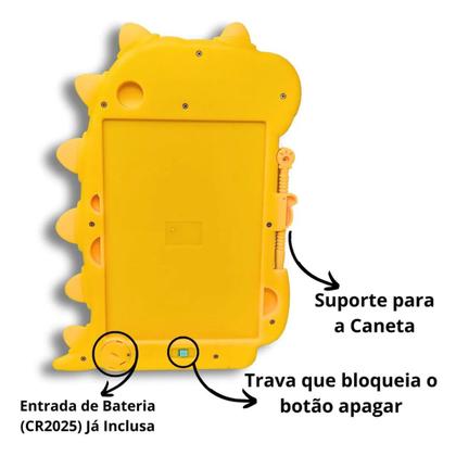Imagem de Lousa Mágica Dinossauro 28cmx20cm Brinquedo Educativo 8.5 ara Desenhar e Escrever Seguro para os Olhos Rosa