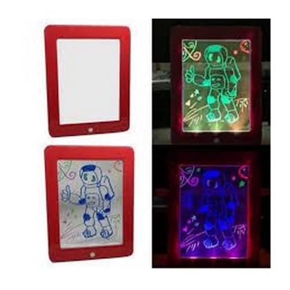 Imagem de Lousa magica infantil led neon 3d com 30 atividades e quadro iluminado kit completo com 3 canetas tablet para desenhos