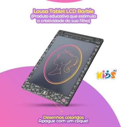 Imagem de Lousa Mágica LED infantil tablet preta LCD + Caneta menina presente educativa qualidade premium