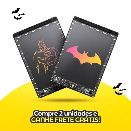 Imagem de Lousa Mágica LED tablet preto LCD batman infantil + Caneta qualidade premium super heroi original educativa preta menino