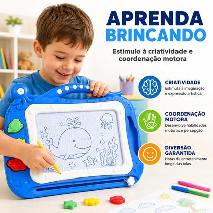 Imagem de Lousa Mágica Magnética Infantil Interativa e Educativa Grande 42x34 cm Desenho Apagavel