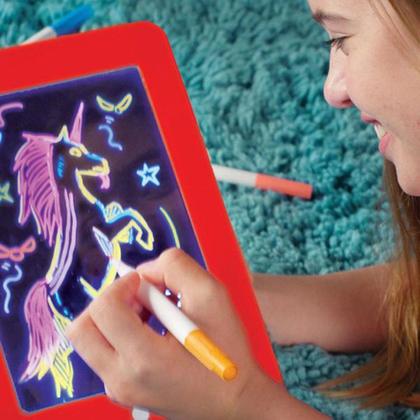 Imagem de Lousa Magica Tablet Magic Led Canetinhas Coloridas Neon 3d