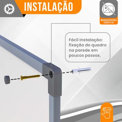 Imagem de Lousa Quadro Branco 90x60cm Moldura MDF Aluminizado com 4 Canetas 1 Apagador