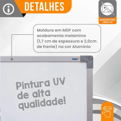 Imagem de Lousa Quadro Branco 90x60cm Moldura MDF Aluminizado com 4 Canetas 1 Apagador